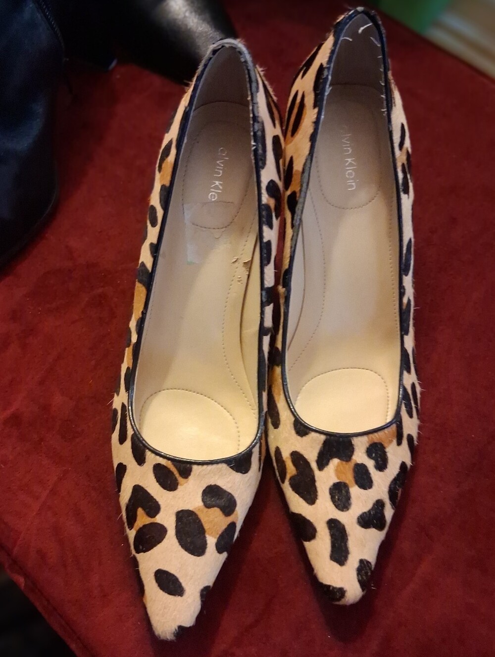 Calvin Klein Dolly Heels Leopard Pony